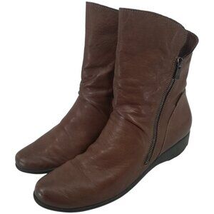 Mephisto Seddy Air-Jet Brown Leather Ankle Boots Size 10 Booties Comfort